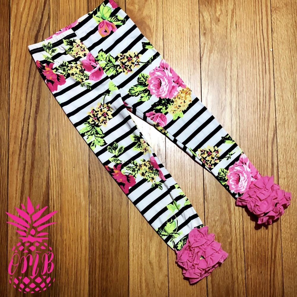Striped Ruffled Leggings